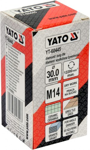 YATO DIAMANTOVÝ VRTÁK 30MM PRE UHLOVÚ BRÚSKU (YT-60445)