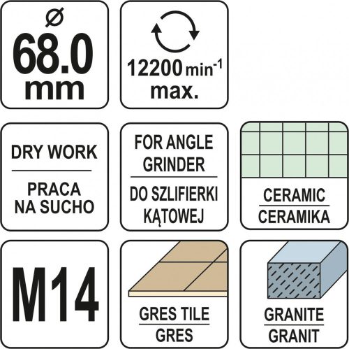 YATO Diamantový vrták na rezanie kameniny 68mm (YT-60447)