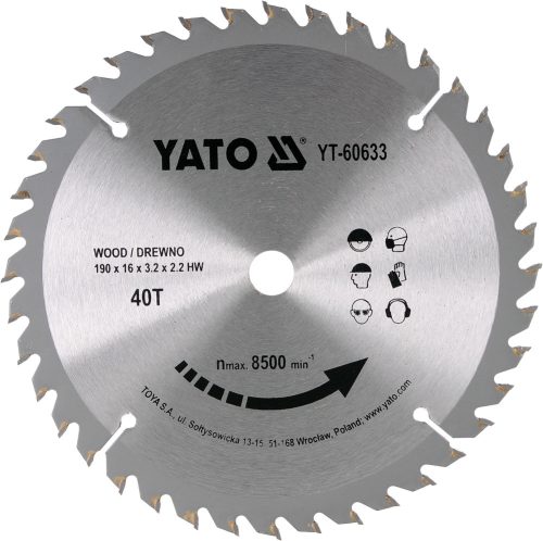 YATO Kotúč na drevo 190 x 16 mm 40z (YT-60633)