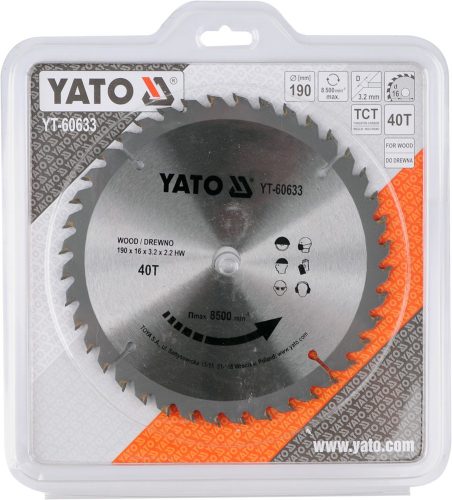 YATO Kotúč na drevo 190 x 16 mm 40z (YT-60633)