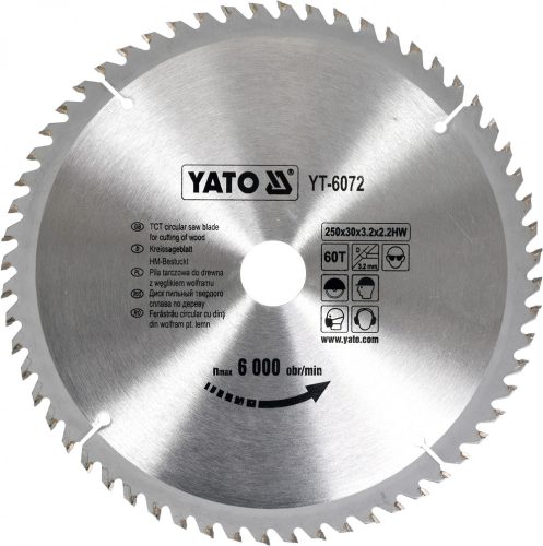 YATO pílový kotúč na drevo 250x60tx30 mm (YT-6072)