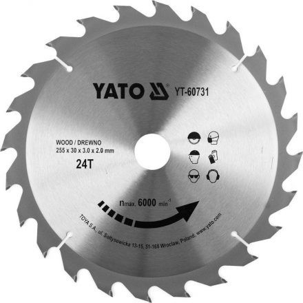 YATO Pílový kotúč na drevo Ø 255 x 30 x 3,0 mm, 24 zubov (YT-60731)