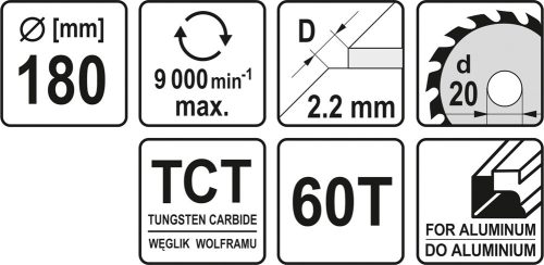 YATO Kotúč na hliník 180 x 20 mm 60Z (YT-60907)