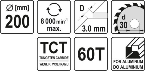 YATO Kotúč na hliník 200 x 30 mm 60Z (YT-6091)