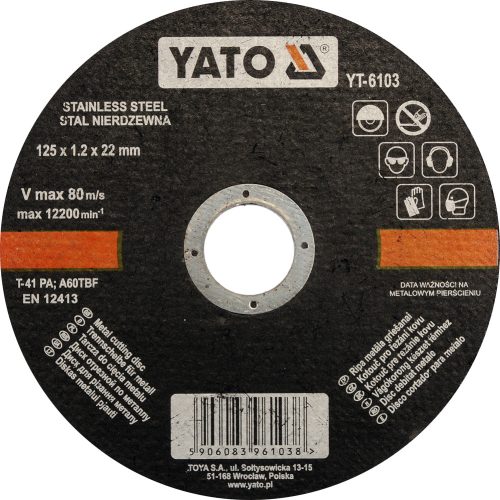 YATO Kotúč na kov 125 x 22 x 1,2 mm INOX (YT-6103)