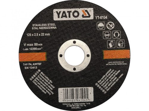 YATO Nerezové rezacie koliesko - 125x2,5mm - 22mm (YT-6104)