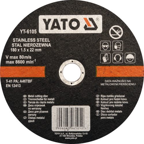 YATO Kotúč na kov 180 x 22 x 1,5 mm INOX (YT-6105)