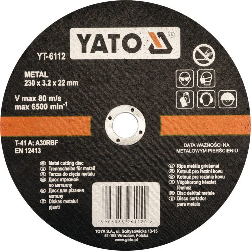 YATO Priemer rezného kotúča na kov 230x3, 2x22mm (YT-6112)