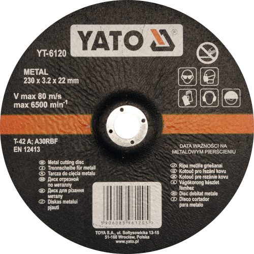 YATO Rezný kotúč na kov Ø230 x 22 x 3.2 mm (YT-6120)