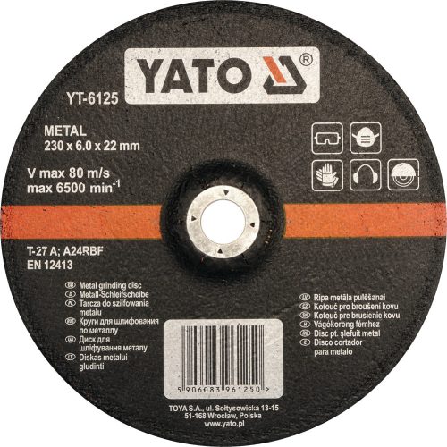 YATO BRÚSNY KOTÚČ KOVOVÝ 230x6,0x22MM (YT-6125)