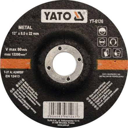 YATO Brúsny kotúč, konvexný, na kov, 125x8,0 mm (YT-6126)