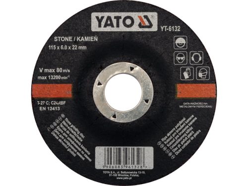 YATO Brúsny kotúč, konvexný, na kov, 115x6,0 mm (YT-6132)