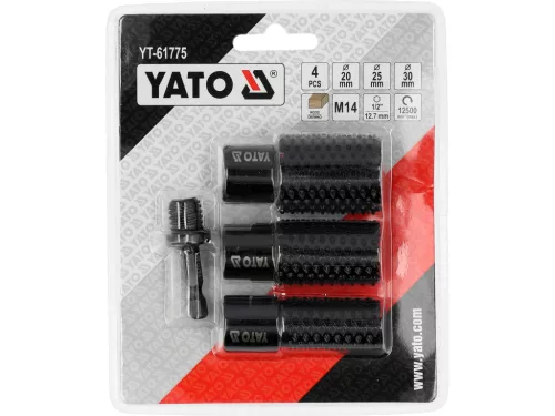 YATO sada rotačných fréz do dreva so závitom M14 a HEX adaptérom – Ø20, 25, 30 mm (YT-61775)