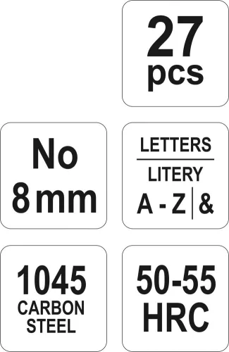 YATO Razidlá písmenková 8 mm 27 ks A-Z,& (YT-6863)
