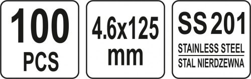 YATO nerezové oceľové káblové pásky 4,6x125 mm, 100 ks (YT-70560)