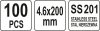 YATO nerezové oceľové káblové pásky 4,6x200 mm, 100 ks (YT-70561)