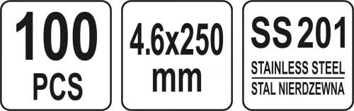 YATO NEREZOVÉ STE KABELOVÉ SPOJKY 4,6X250MM 100PC (YT-70562)