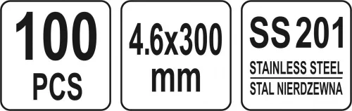 YATO NEREZOVÉ STE KABELOVÉ SPOJKY 4,6X300MM 100PC (YT-70563)
