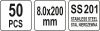 YATO nerezové oceľové káblové pásky 8,0x200 mm, 50 ks (YT-70580)