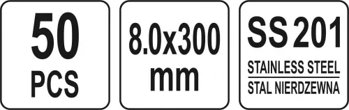 YATO NEREZOVÉ STE KABELOVÉ SPOJKY 8,0X300MM 50KS (YT-70582)