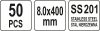 YATO nerezové oceľové káblové pásky 8,0x400 mm, 50 ks (YT-70584)
