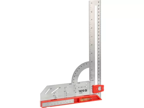 YATO Nerezový uholník s pravítkom 300 mm a zabudovanou vodováhou (YT-70790)
