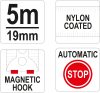 YATO Meter zvinovací 5 m x 19 mm autostop (YT-7105)