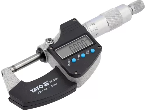 YATO digitálny vonkajší MIKROMÉTER, 0-25 MM (YT-72306)