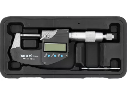 YATO digitálny vonkajší MIKROMÉTER, 0-25 MM (YT-72306)