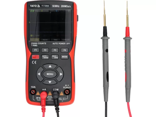 YATO Ručný osciloskop a multimeter 3 v 1, 50 MHz, 2 kanály, True RMS (YT-730944)