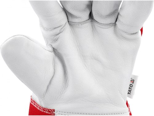 YATO Pracovné rukavice bielo-červené pravá koža/bavlna veľkosť 9 (YT-746402)