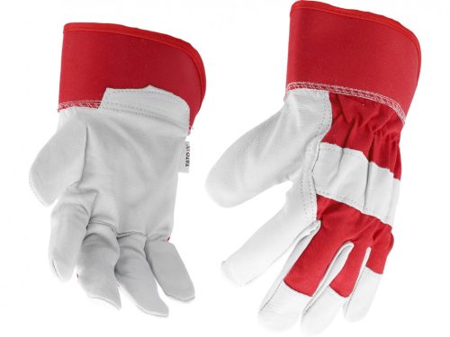 YATO Pracovné rukavice bielo-červené pravá koža/bavlna veľkosť 9 (YT-746402)