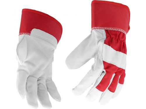 YATO Pracovné rukavice bielo-červené pravá koža/bavlna velkost 10 / XL (YT-746403)