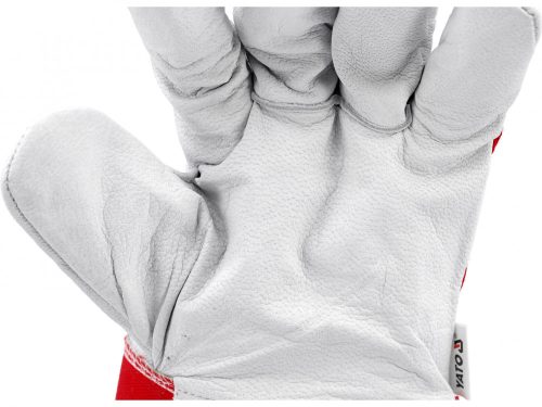 YATO Pracovné rukavice bielo-červené pravá koža/bavlna velkost 10 / XL (YT-746403)