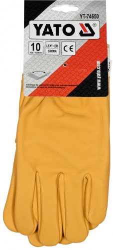 YATO Žlté pracovné rukavice s textilnou šnúrkou, koža veľkosť 10 (YT-74650)