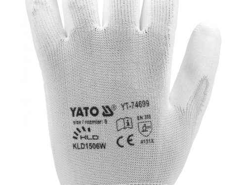 YATO PRACOVNÉ RUKAVICE NYLON/PU BIELE S. 9 (YT-74699)