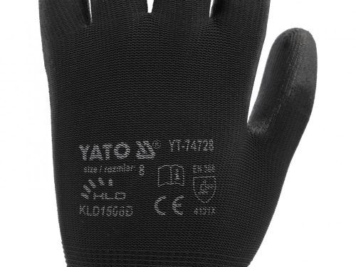 YATO PRACOVNÉ RUKAVICE NYLON/PU ČIERNA S. 8 (YT-74728)