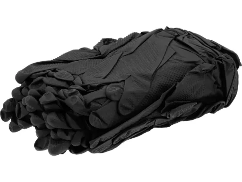 YATO nitrilové ochranné rukavice s diamantovou textúrou, čierne, veľkosť 2XL (11), 50 ks/balenie (YT-74744)