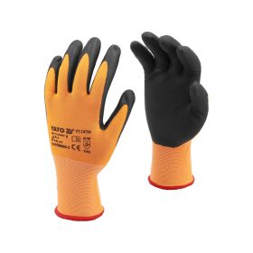   YATO Nylonové pracovné rukavice s nitrilovým poťahom veľkosť 9, na používanie smartfónu (YT-74755)