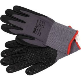   YATO Nylonové pracovné rukavice čierno-šedé, veľkosť 8 (YT-74757)