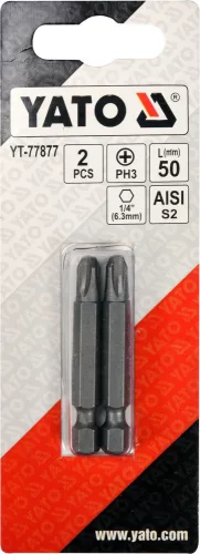 YATO Sada bitov Phillips PH3x50mm HEX 1/4" AISI S2 2ks (YT-77877)