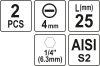 YATO SKRUTKOVACIE BROTY 1/4 25MM, 4MM 2 KS (YT-77891)