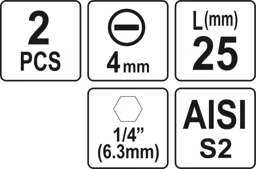 YATO SKRUTKOVACIE BROTY 1/4 25MM, 4MM 2 KS (YT-77891)
