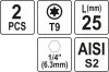 YATO SKRUTKOVACIE Bity 1/4 25MM TORX T9 2 KS (YT-77901)