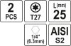 YATO SKRUTKOVACIE Bity 1/4 25MM TORX T27 2 KS (YT-77906)