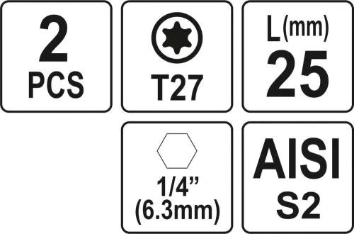 YATO SKRUTKOVACIE Bity 1/4 25MM TORX T27 2 KS (YT-77906)