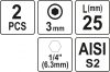 YATO Sada bitov HEX H4x25mm HEX 1/4" AISI S2 2ks (YT-77921)