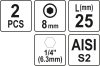 YATO SKRUTKOVACIE BROTY 1/4 25MM HEX H8 2 KS (YT-77924)