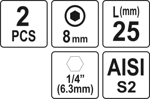 YATO SKRUTKOVACIE BROTY 1/4 25MM HEX H8 2 KS (YT-77924)