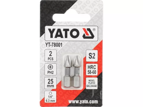 YATO SKRUTKOVACIE BROTY 1/4 25MM PH2 2 KS Ni (YT-78001)